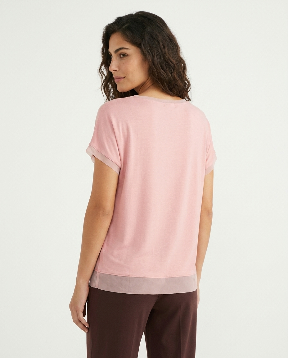 T-SHIRT MEZZA MANICA TINTA UNITA - ROSA