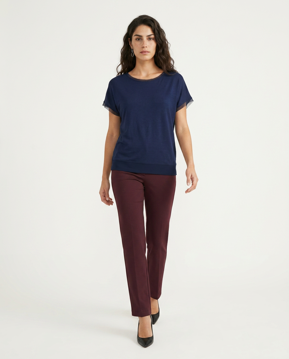 T-SHIRT MEZZA MANICA TINTA UNITA - BLU
