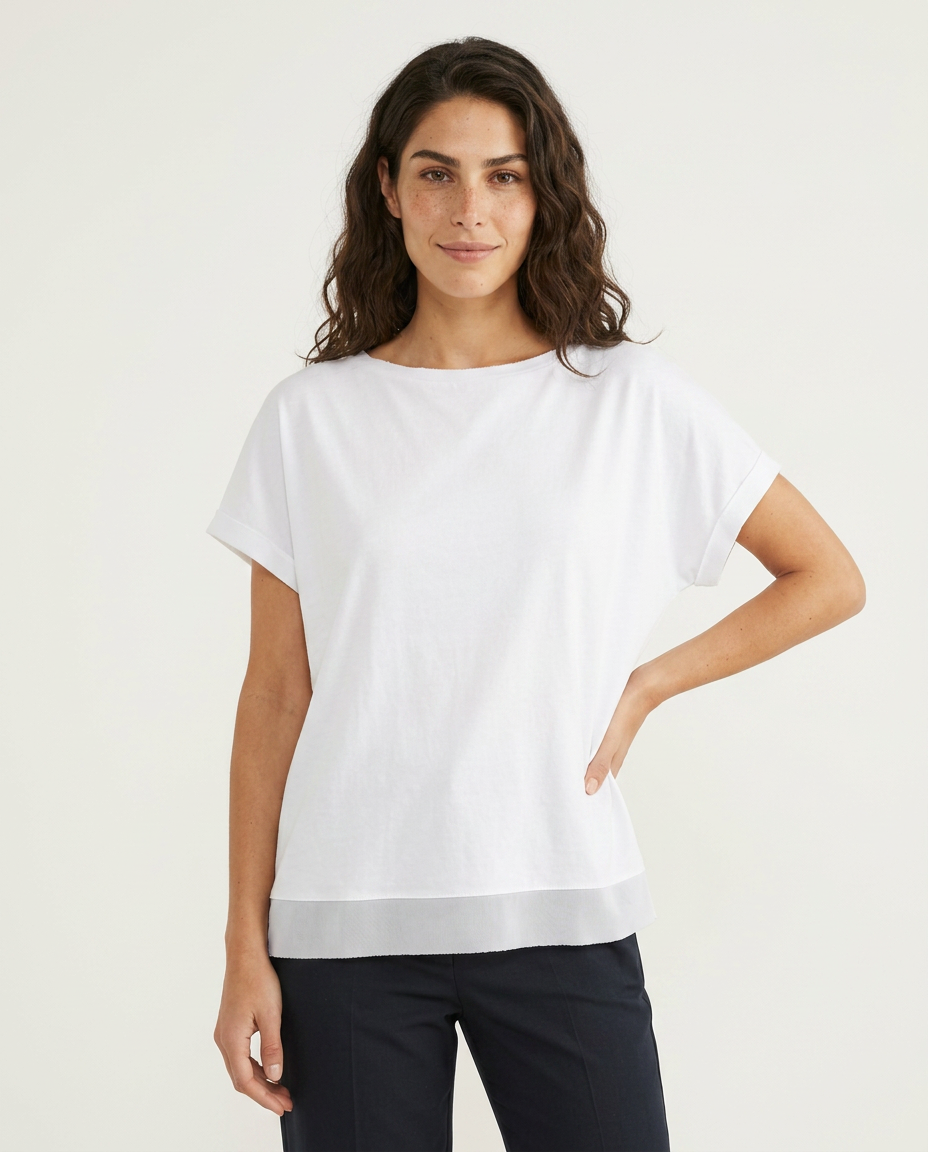 T-SHIRT MEZZA MANICA TINTA UNITA - BIANCO