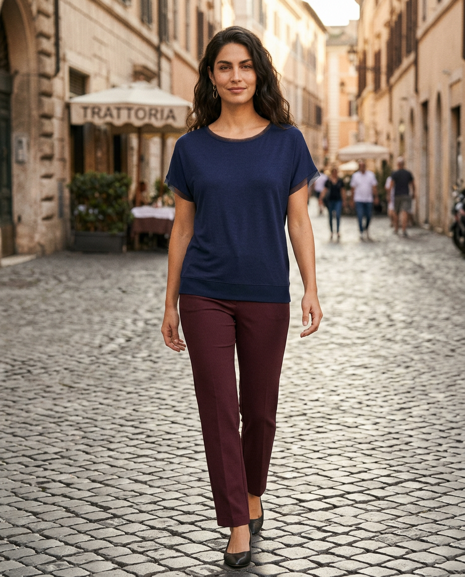 T-SHIRT MEZZA MANICA TINTA UNITA - BLU