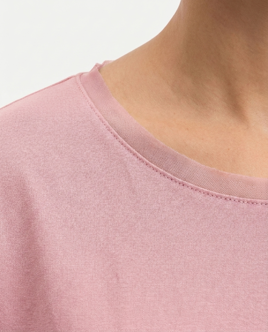 T-SHIRT MEZZA MANICA TINTA UNITA - ROSA