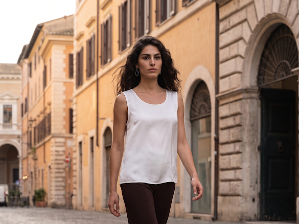 CANOTTIERA DI RASO - BIANCO