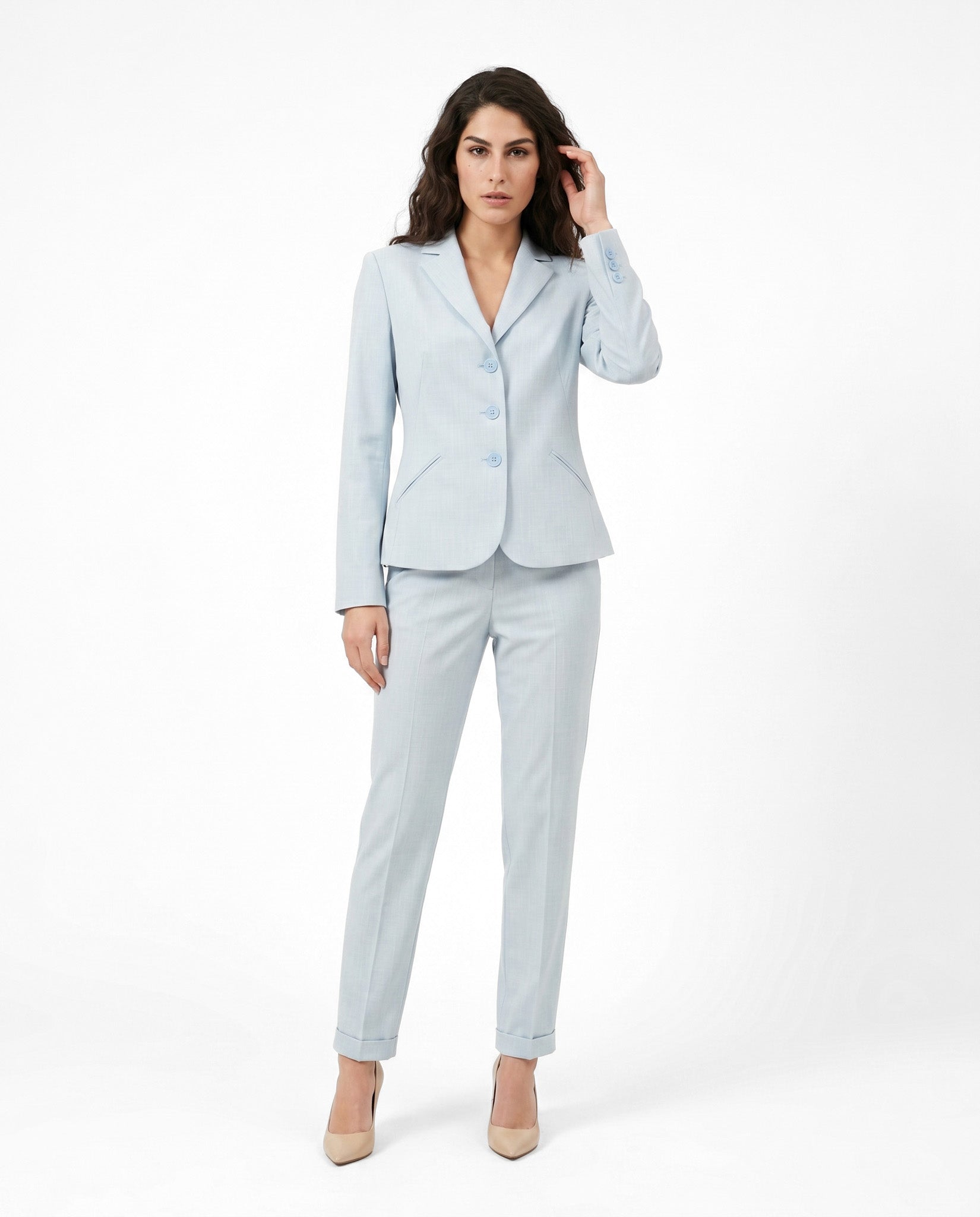 pantalone capri fiammato - azzurro