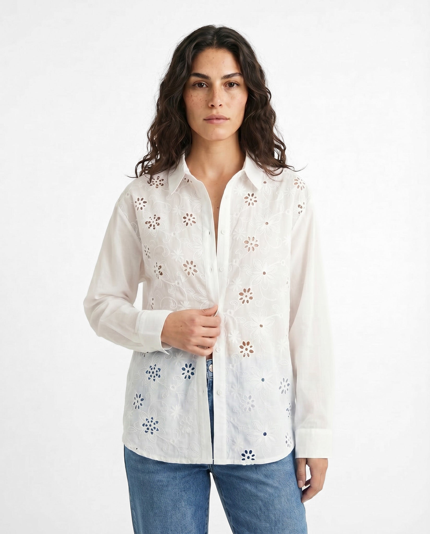 camicia macramè - bianca