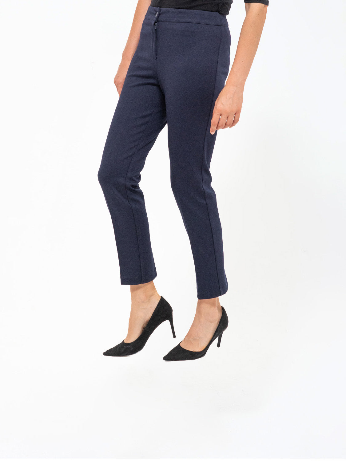 PANTALONE CAPRI IN TESSUTO DIAGONALE BLU