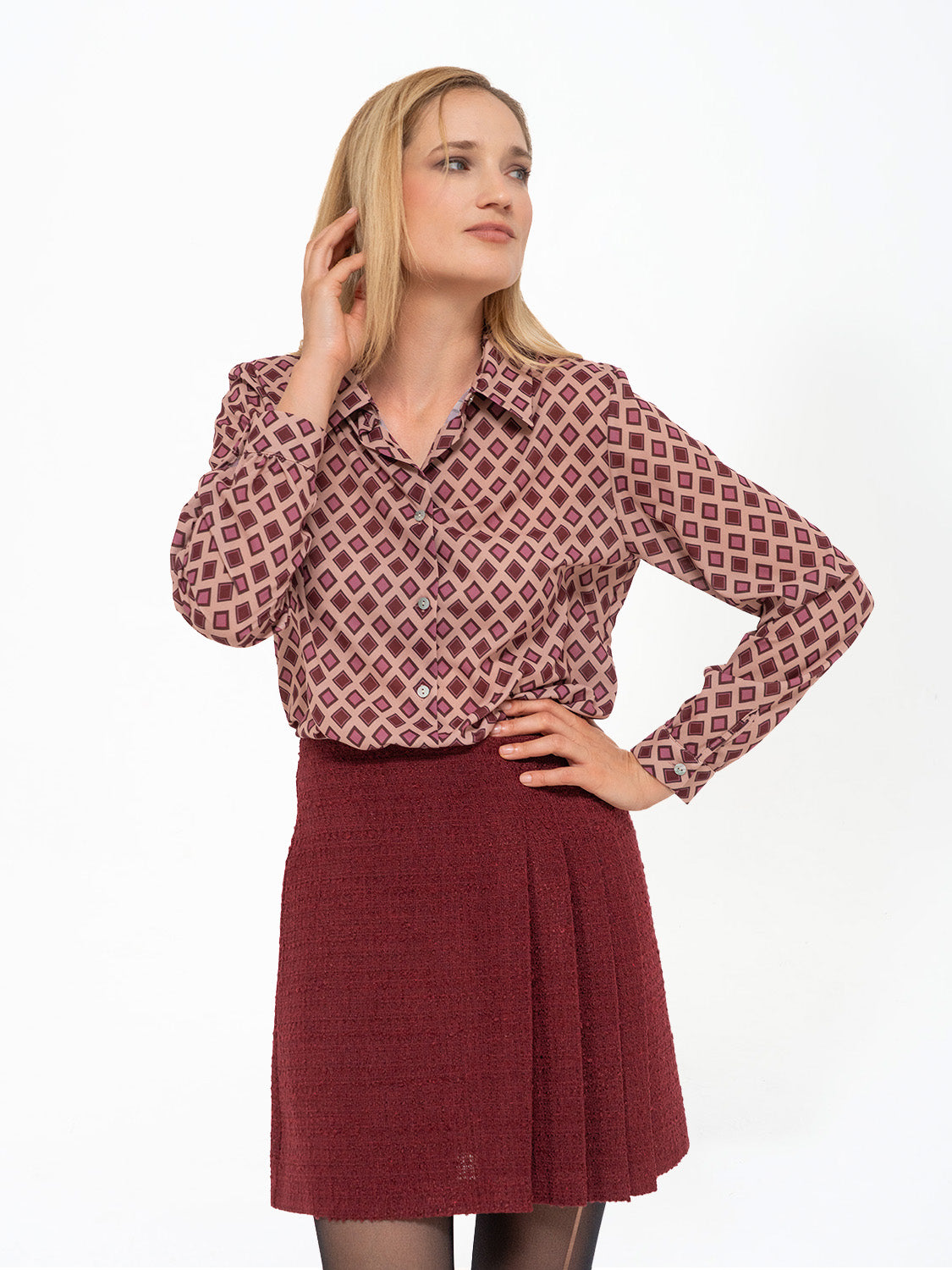 CAMICIA ROMBI BORDEAUX