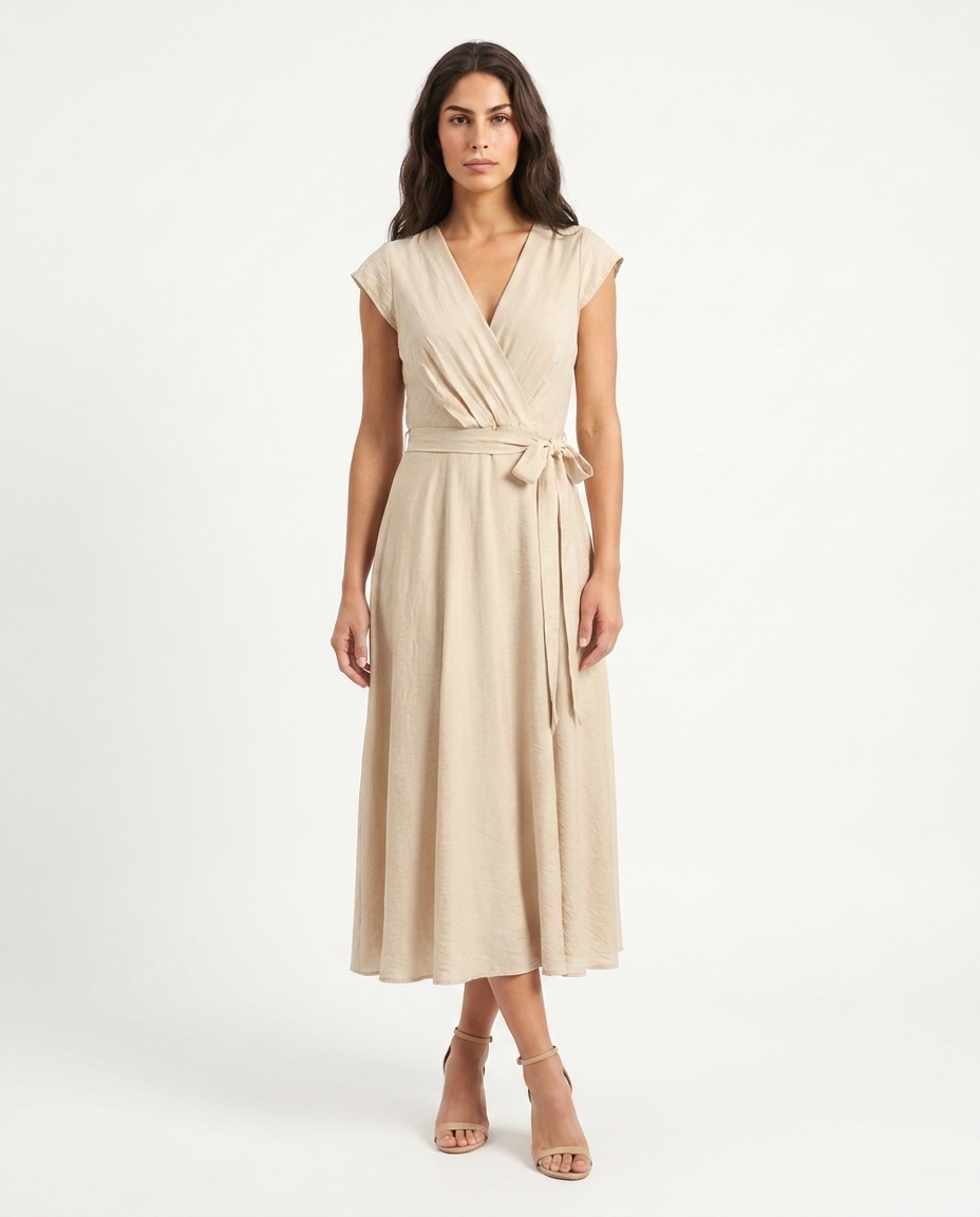ABITO LUNGO INCROCIO - BEIGE