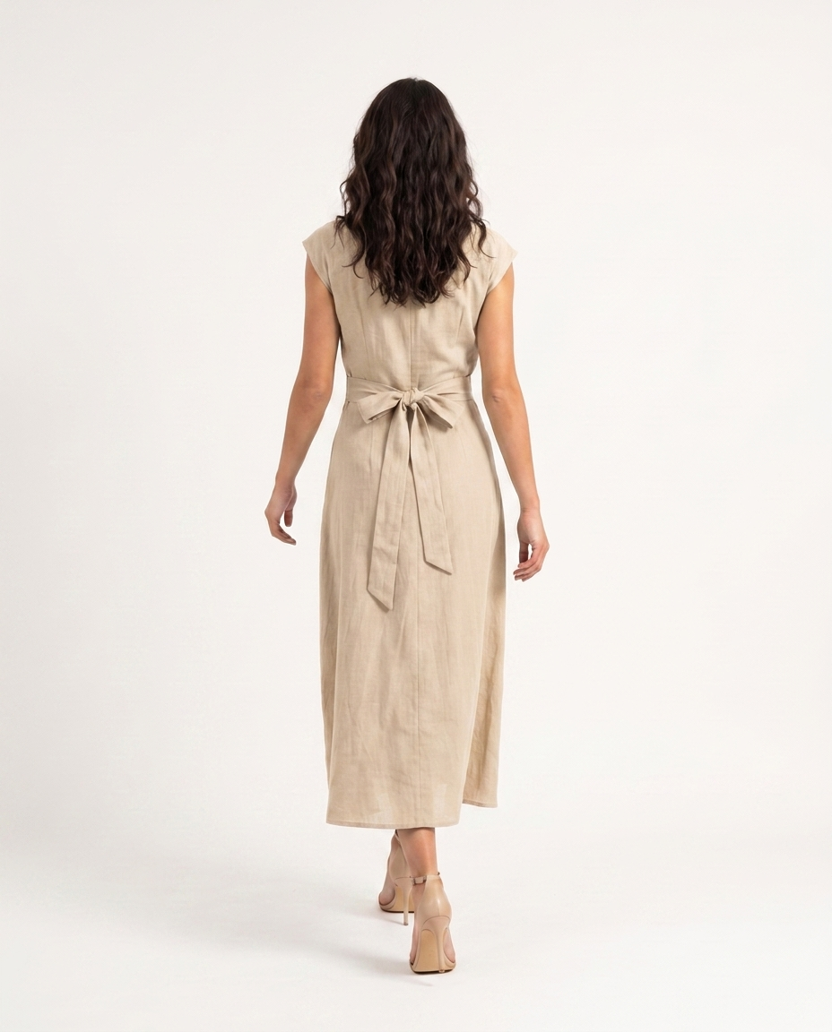 ABITO LUNGO INCROCIO - BEIGE