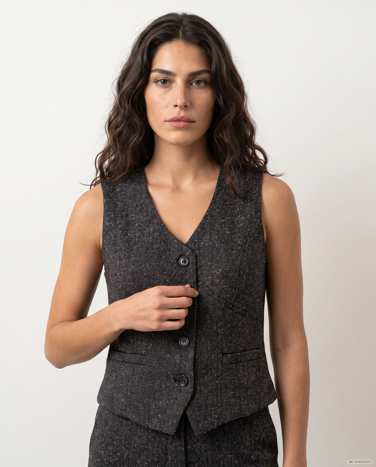 GILET TAORMINA MELANGE - NERO