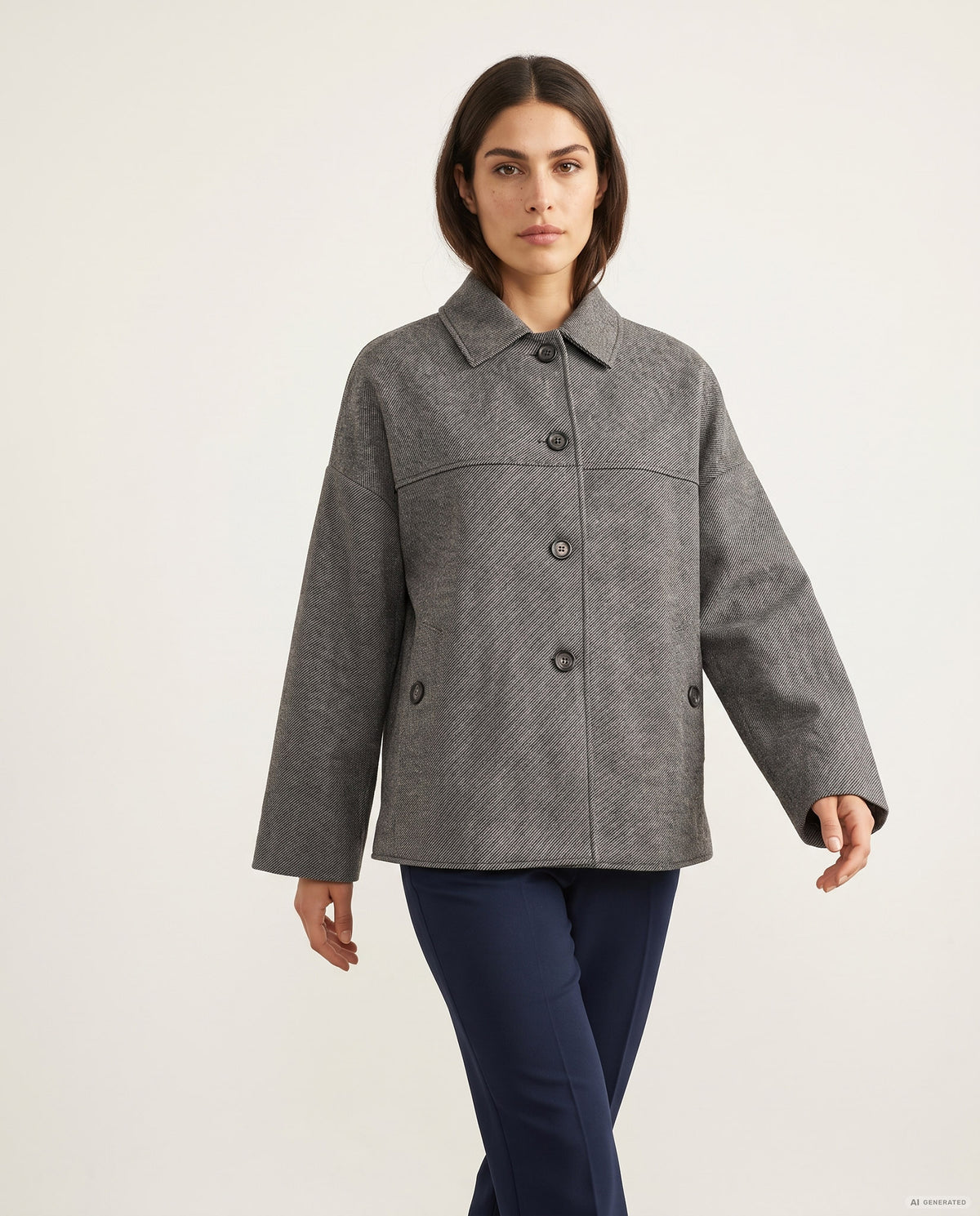 GIACCA NEOPRENE FANTASIA TWILL - GRIGIO