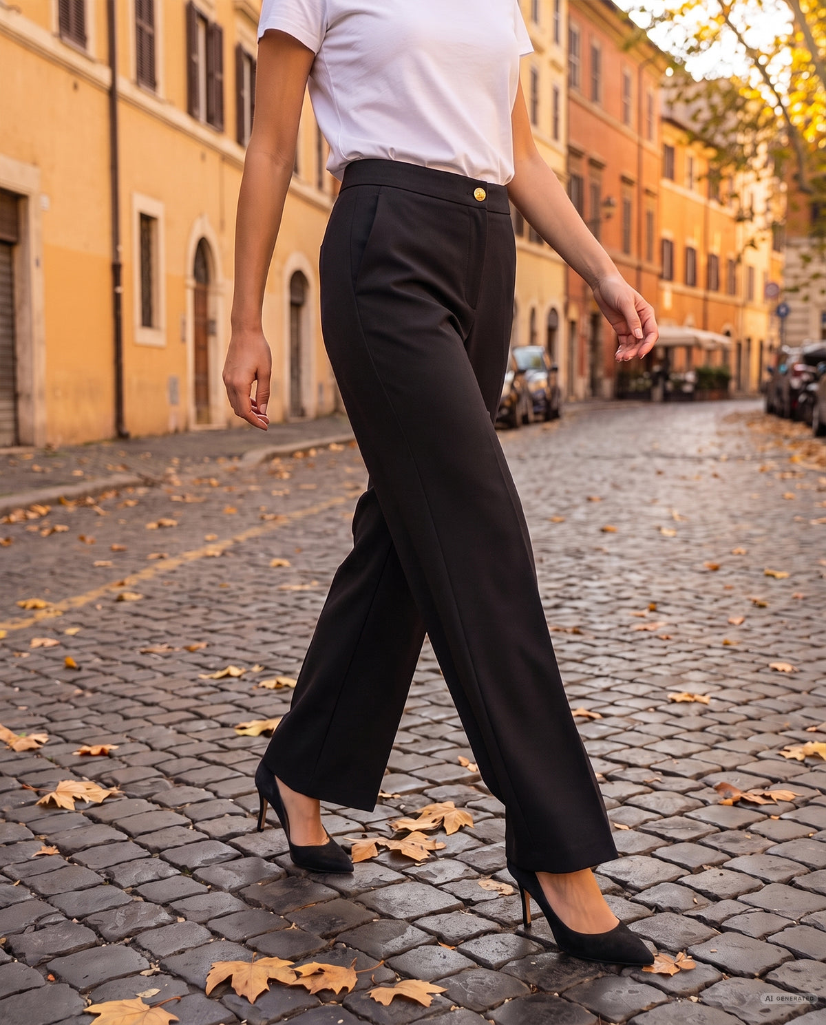 PANTALONE PALAZZO TAYLOR - NERO