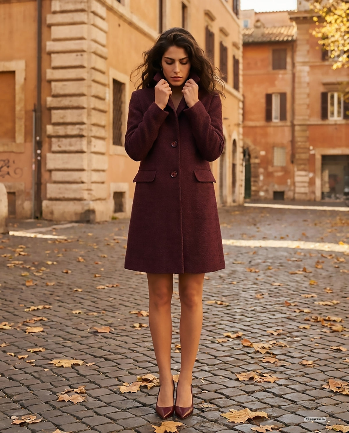 CAPPOTTO ANNA MELANGE - BORDEAUX
