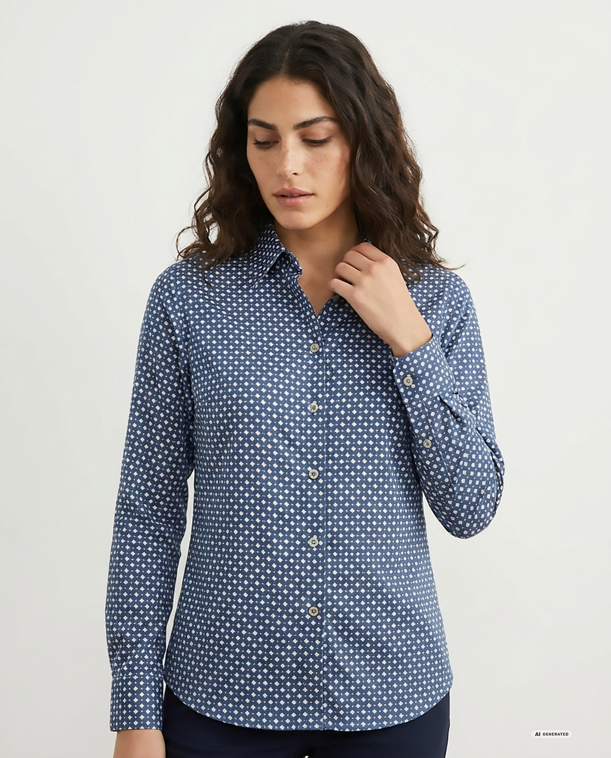 CAMICIA FANTASIA GEOMETRICA - BLU