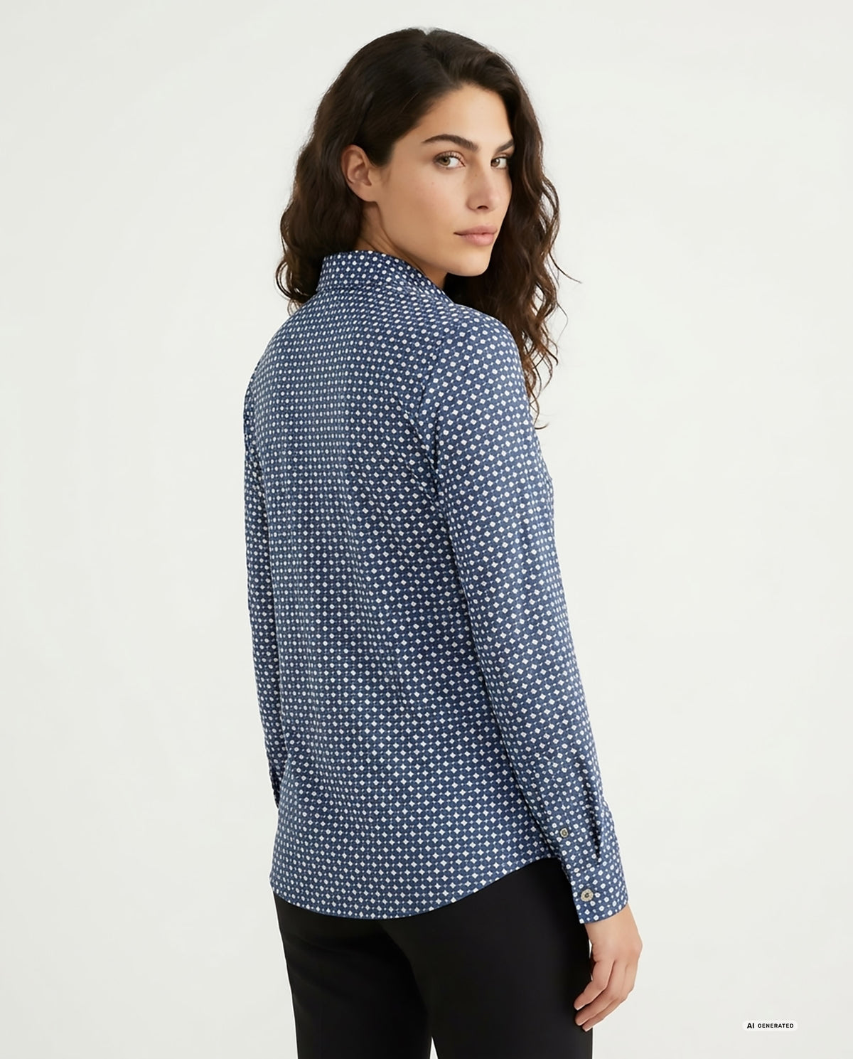 CAMICIA FANTASIA GEOMETRICA - BLU
