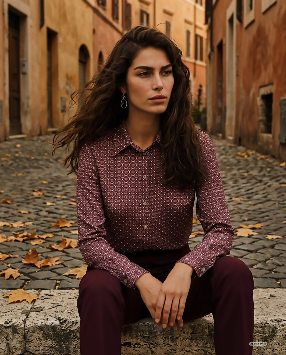 CAMICIA FANTASIA GEOMETRICA - BORDEAUX