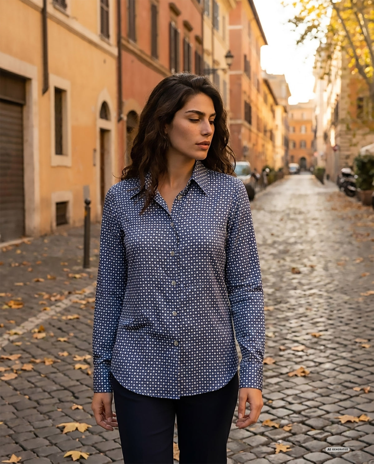 CAMICIA FANTASIA GEOMETRICA - BLU