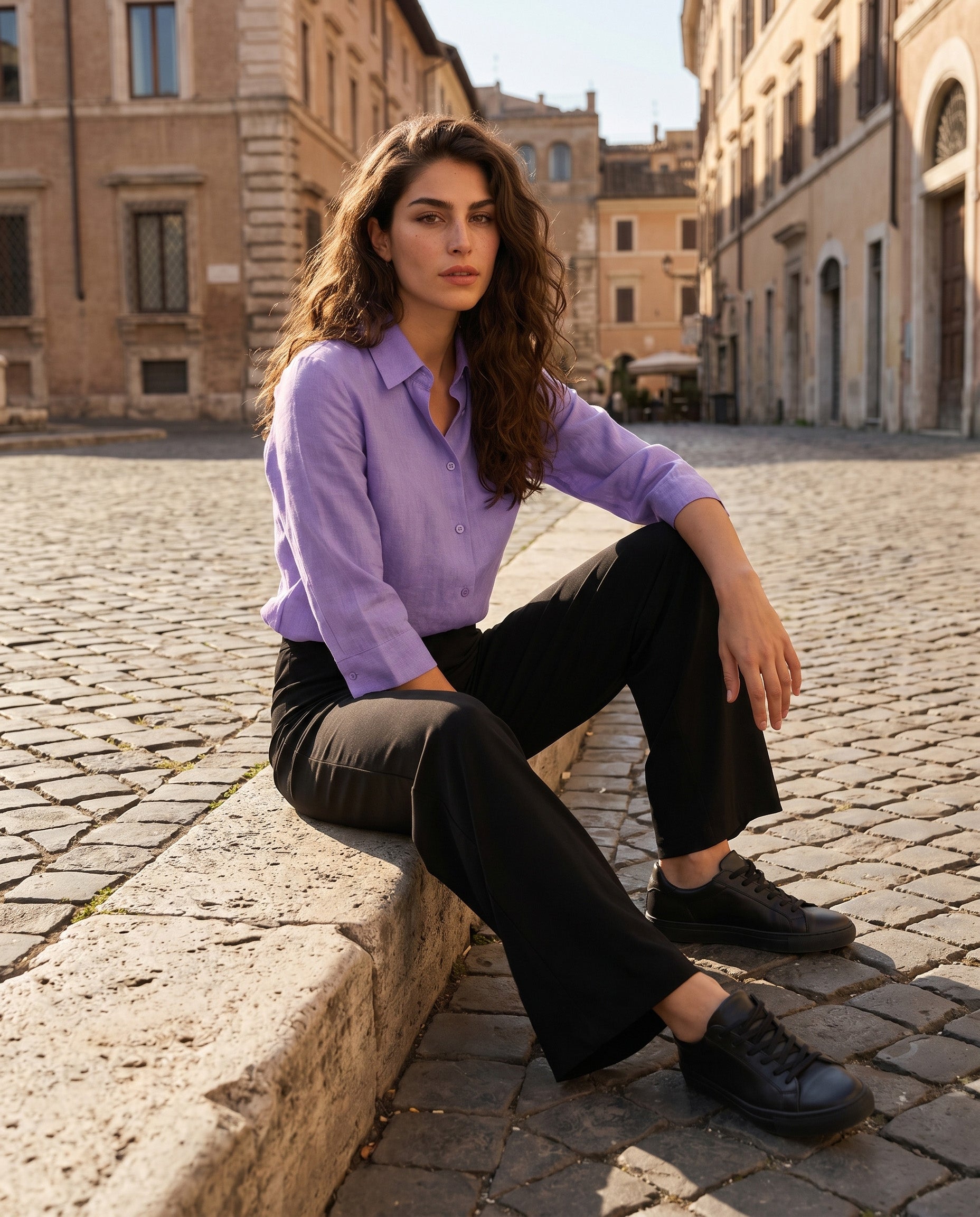 camicia tinta unita - lilla