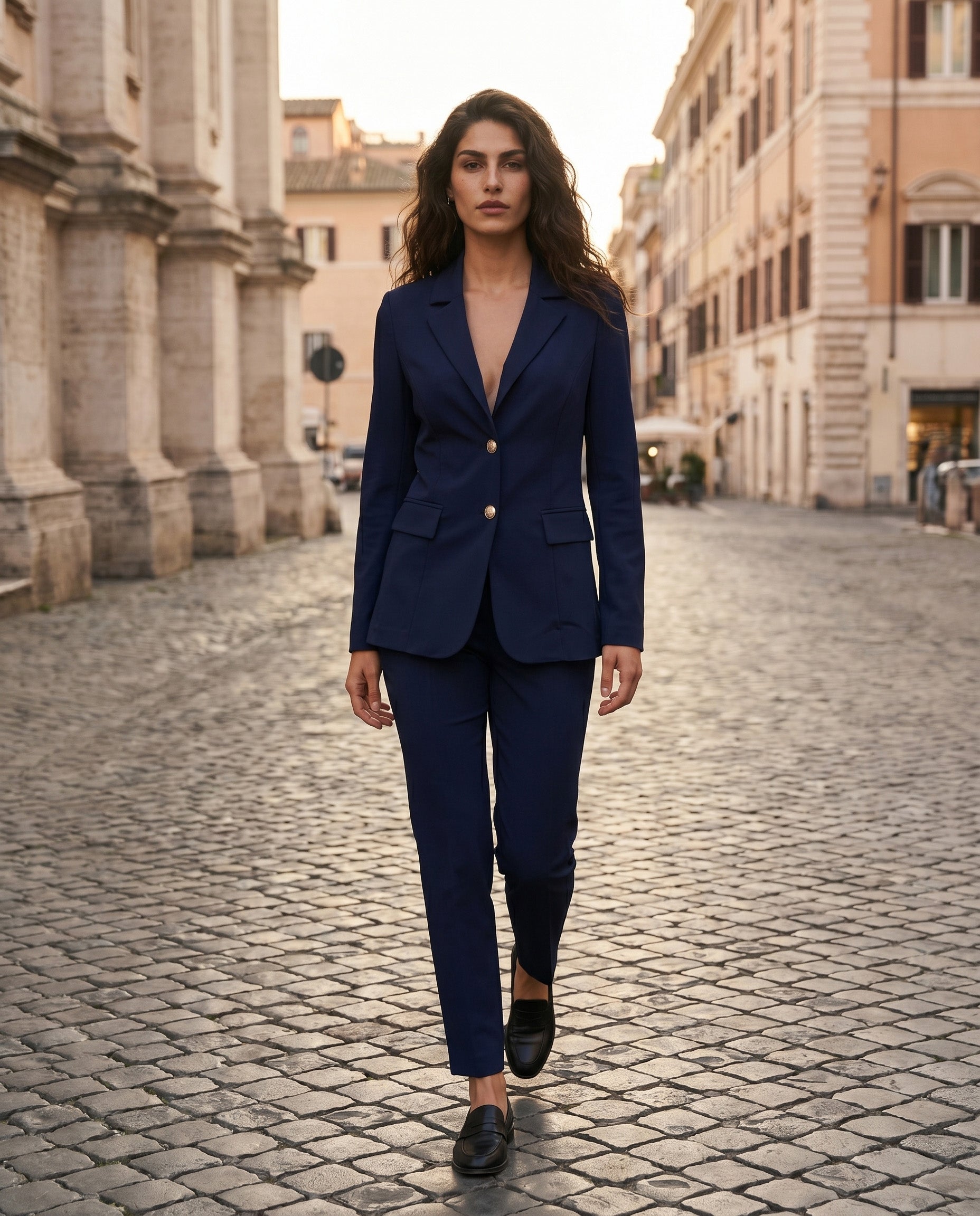 pantalone enea in viscosa - blu