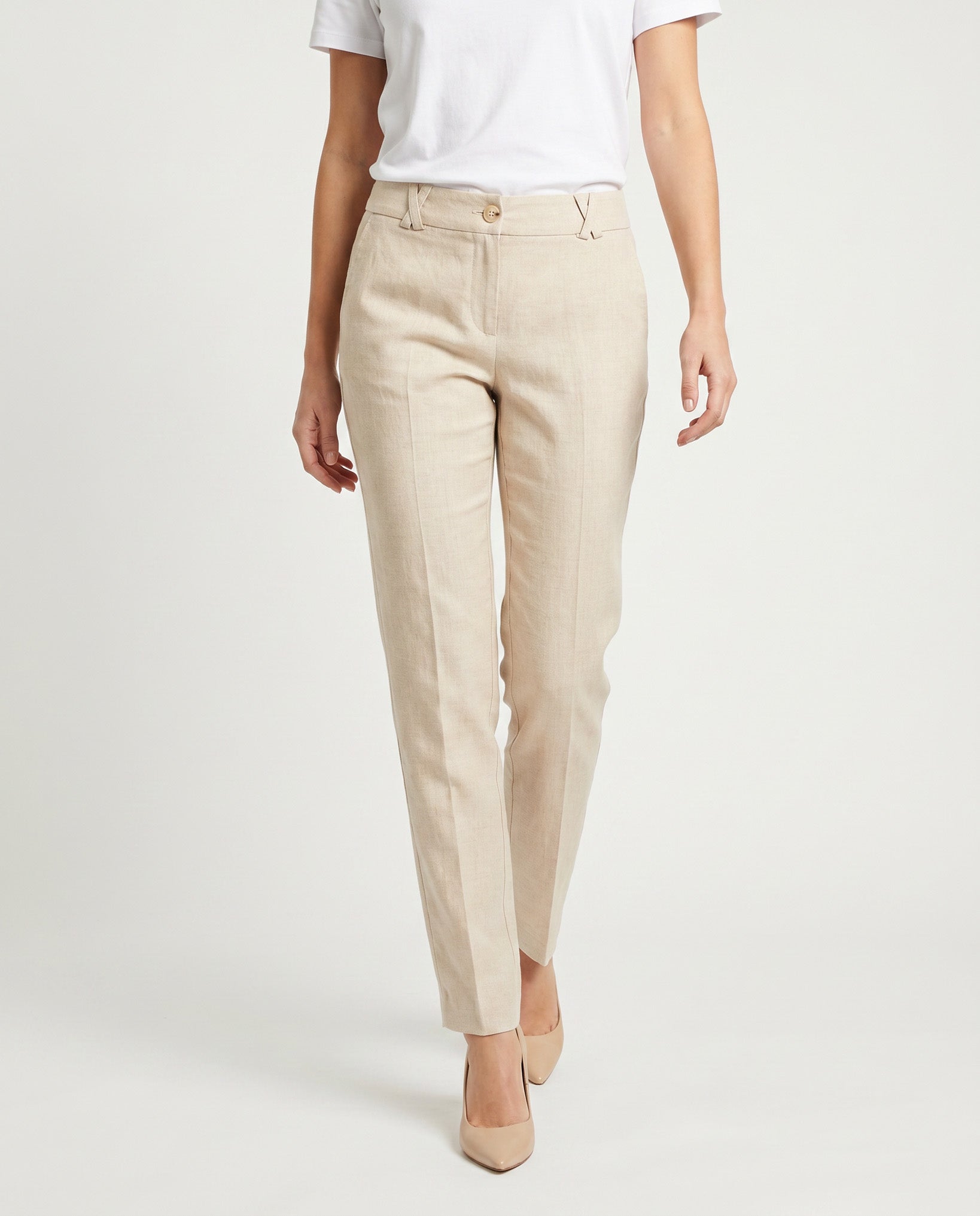 PANTALONE SPACCHETTO LINO - BEIGE