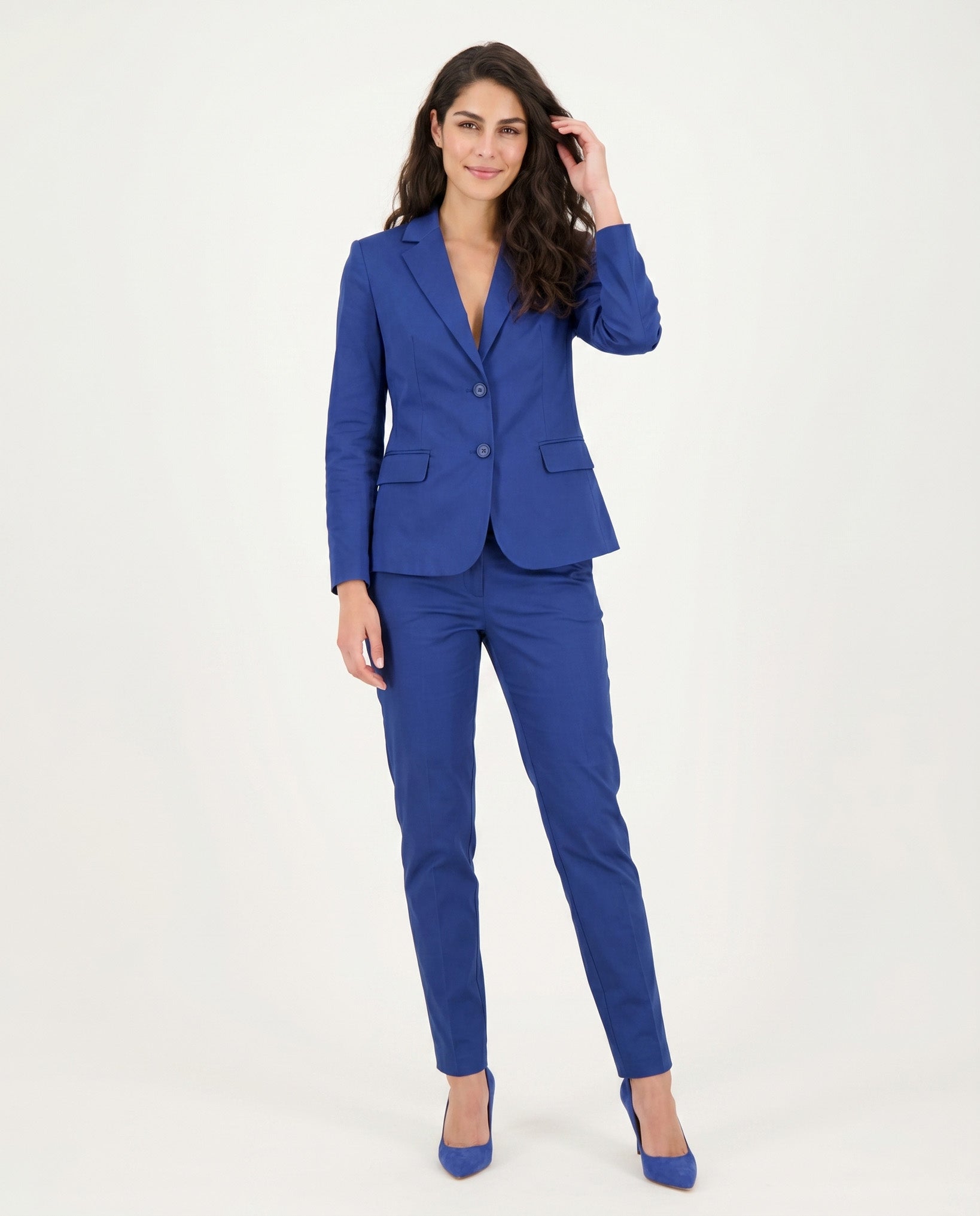 PANTALONE SPACCHETTO COTONE SATIN COMPACT - BLU