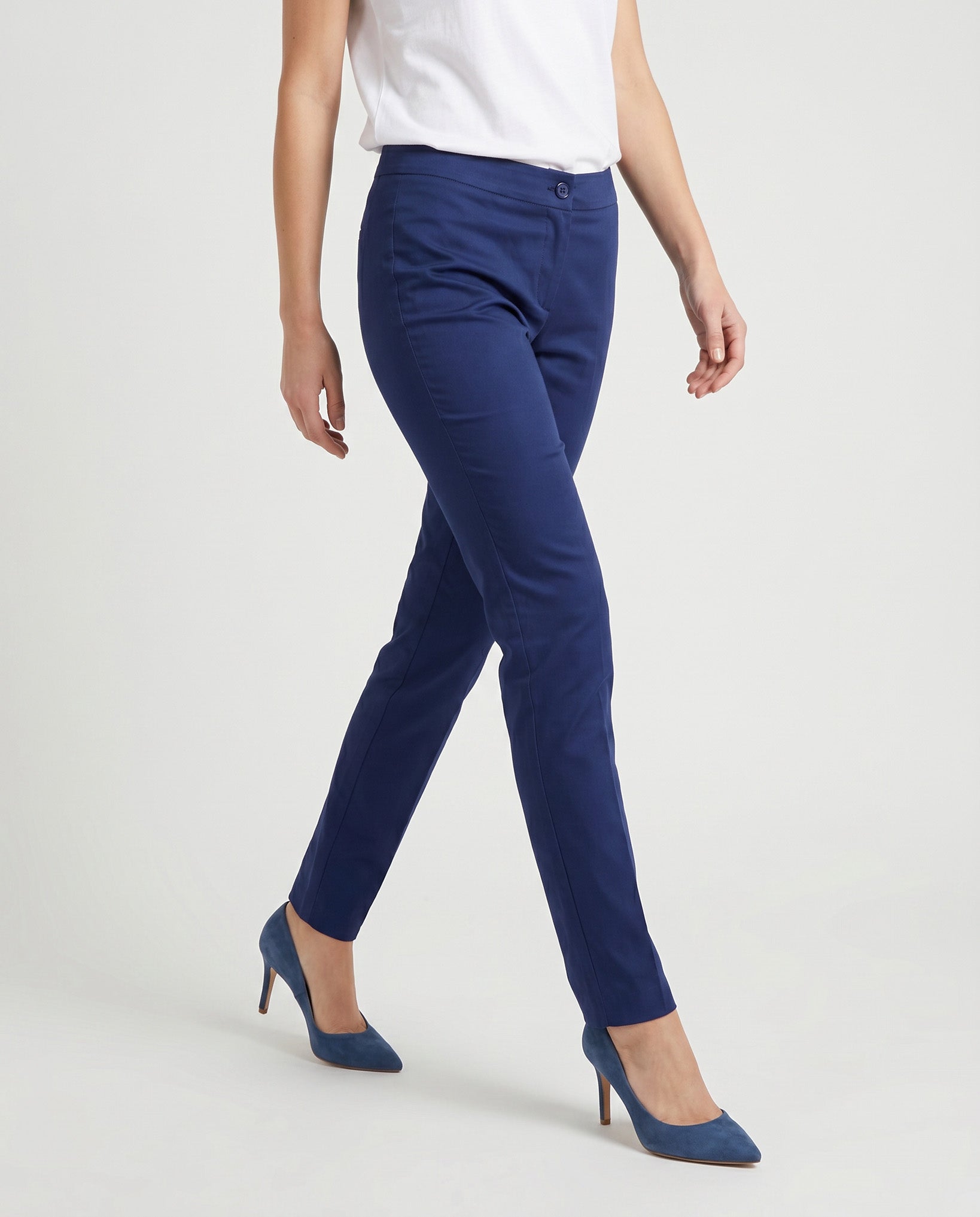 PANTALONE SPACCHETTO COTONE SATIN COMPACT - BLU