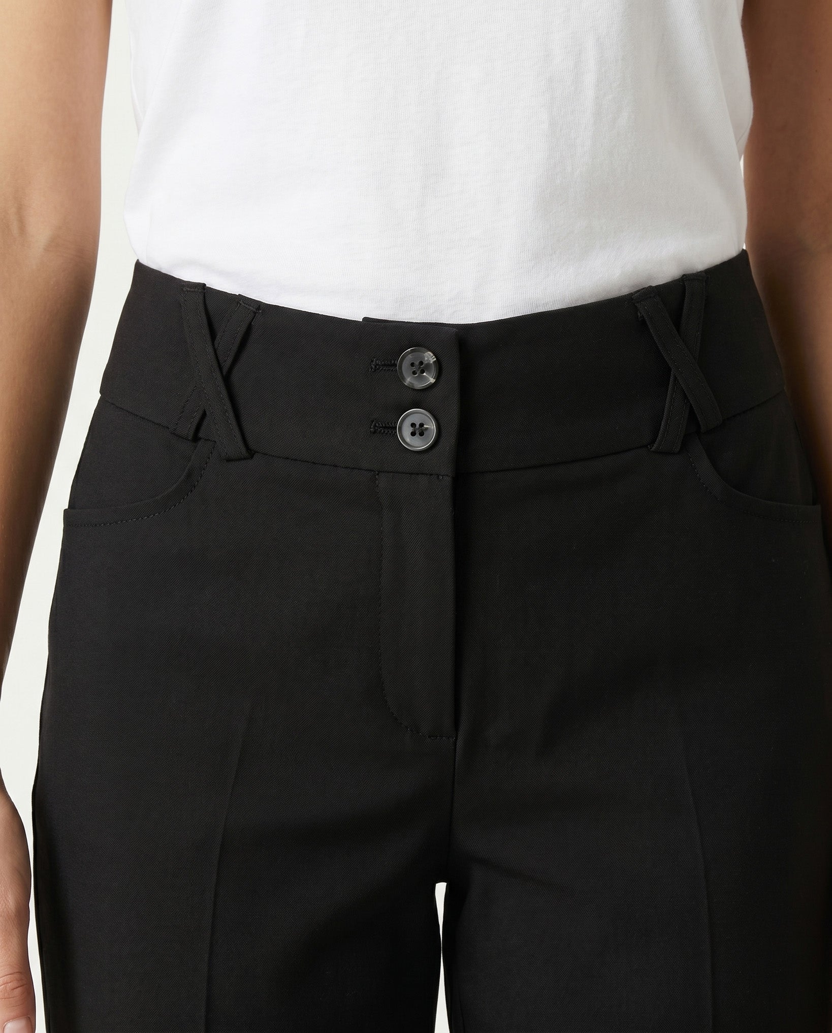 PANTALONE SPACCHETTO COTONE SATIN COMPACT - NERO
