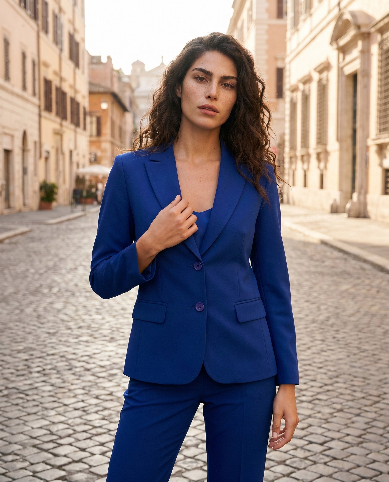 GIACCA COTONE SATIN COMPACT - BLU