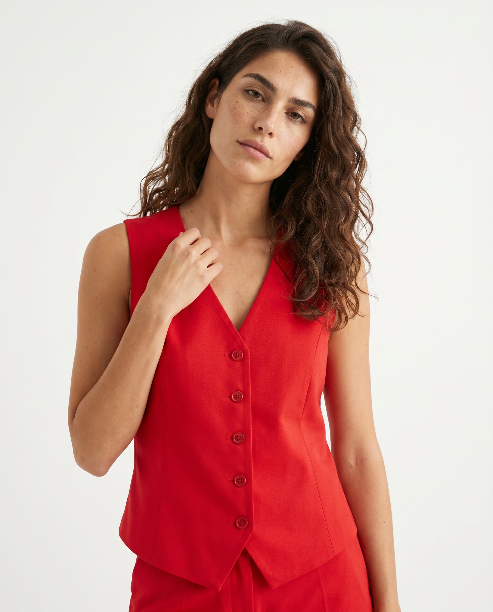 GILET COTONE SATIN COMPACT - ROSSO