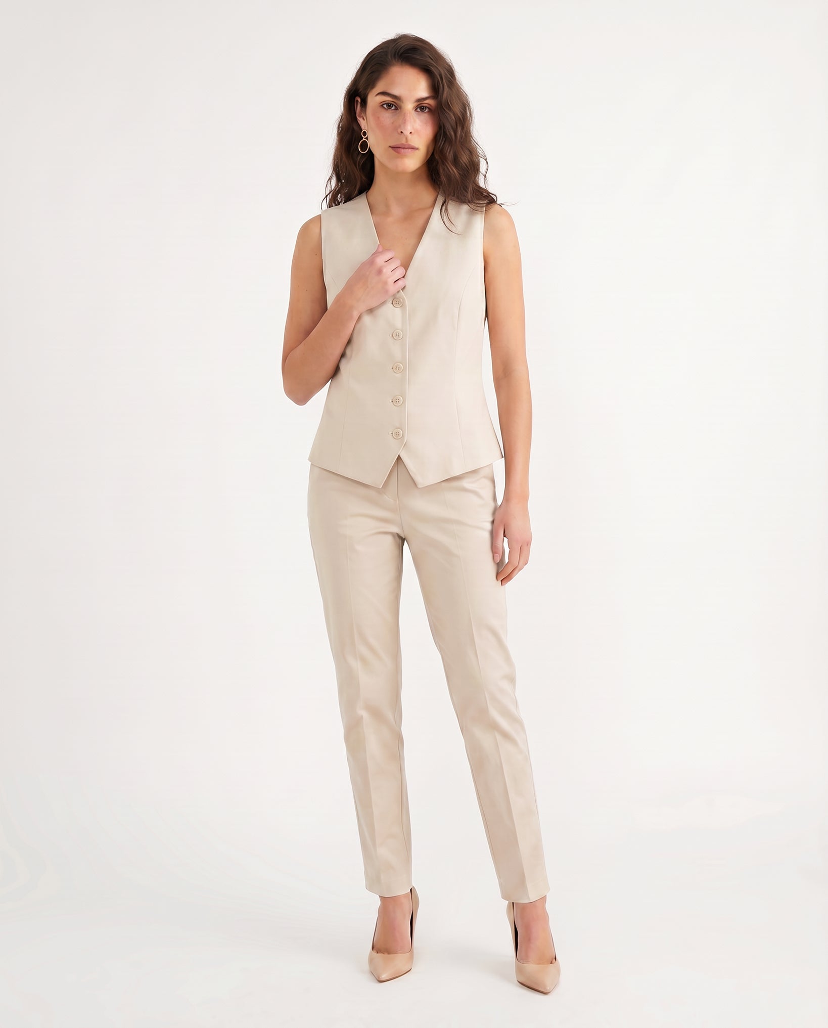 GILET COTONE SATIN COMPACT - BEIGE