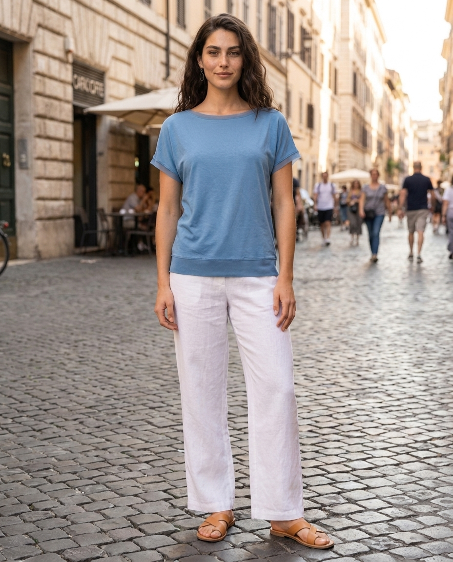 T-SHIRT MEZZA MANICA TINTA UNITA - AVION