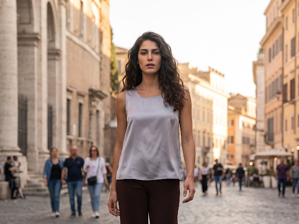 CANOTTIERA DI RASO - GRIGIO