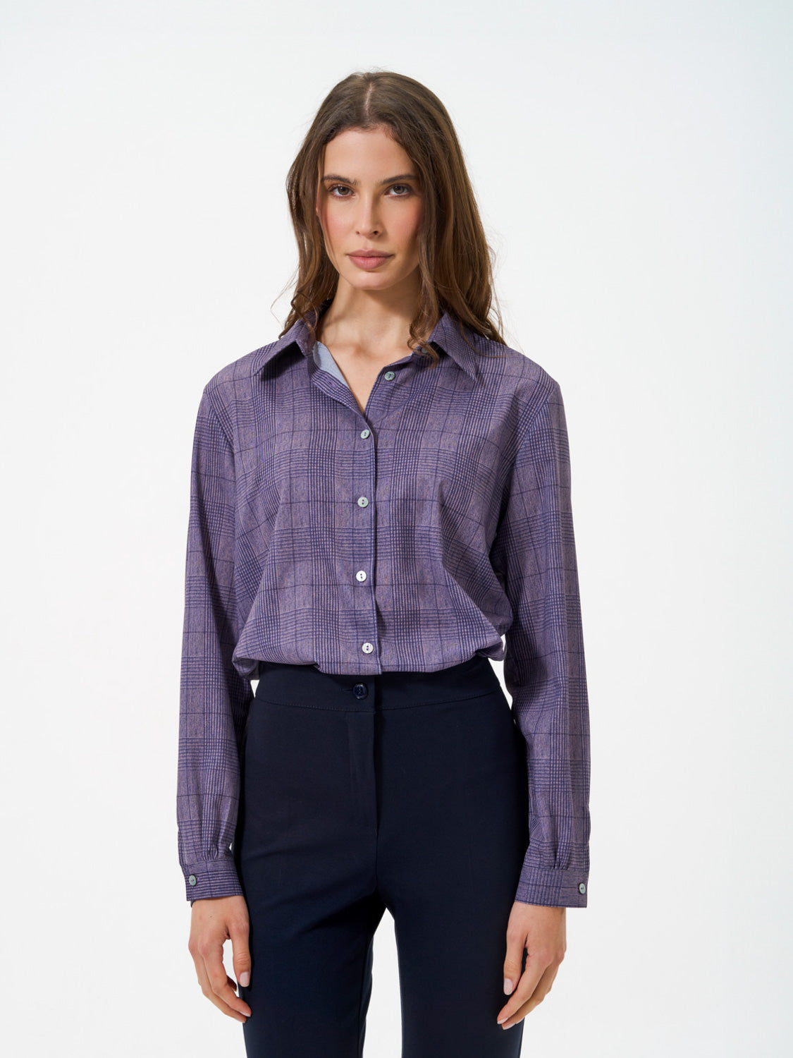 CAMICIA PIEDEPOULLE BLU - pied de poule blu