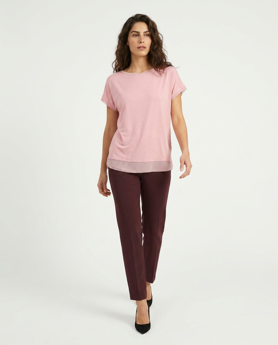 T-SHIRT MEZZA MANICA TINTA UNITA - ROSA