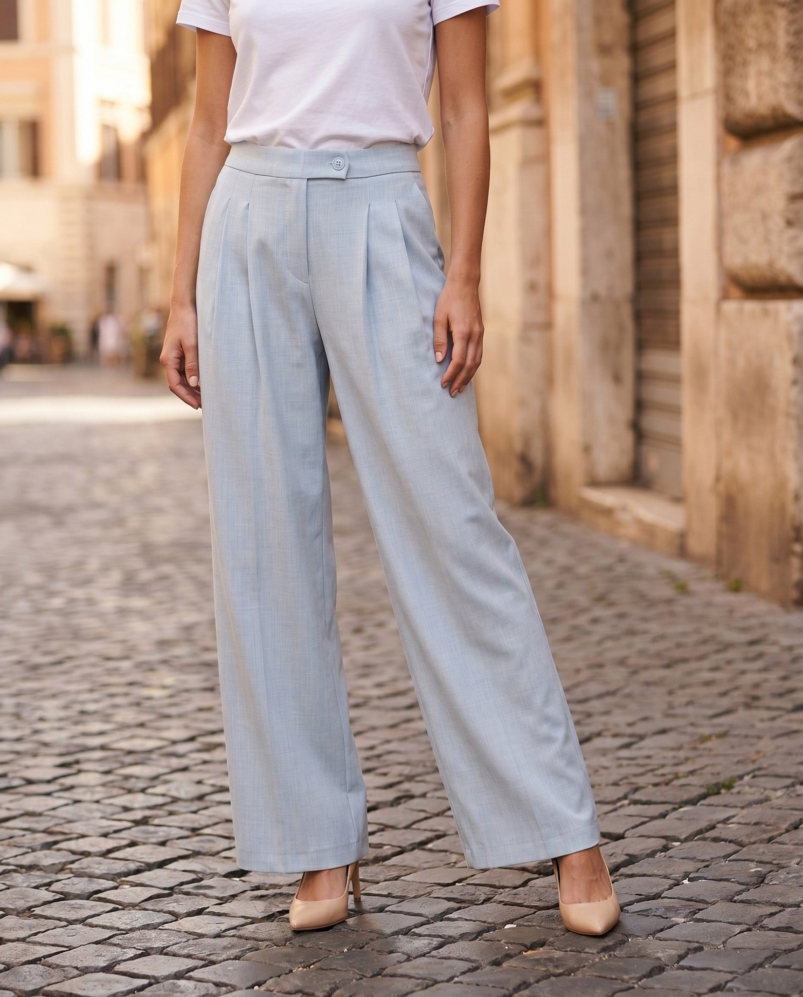 pantalone fiammato - azzurro