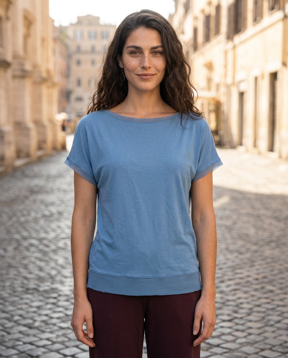 T-SHIRT MEZZA MANICA TINTA UNITA - AVION