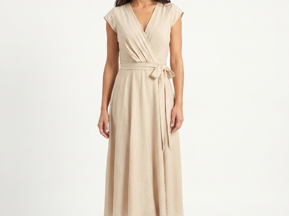 ABITO LUNGO INCROCIO - BEIGE
