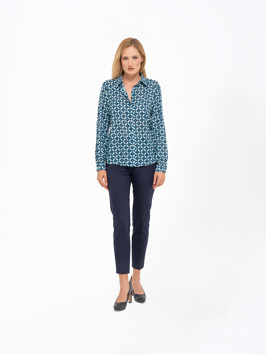CAMICIA GEOMETRICA AZZURRA