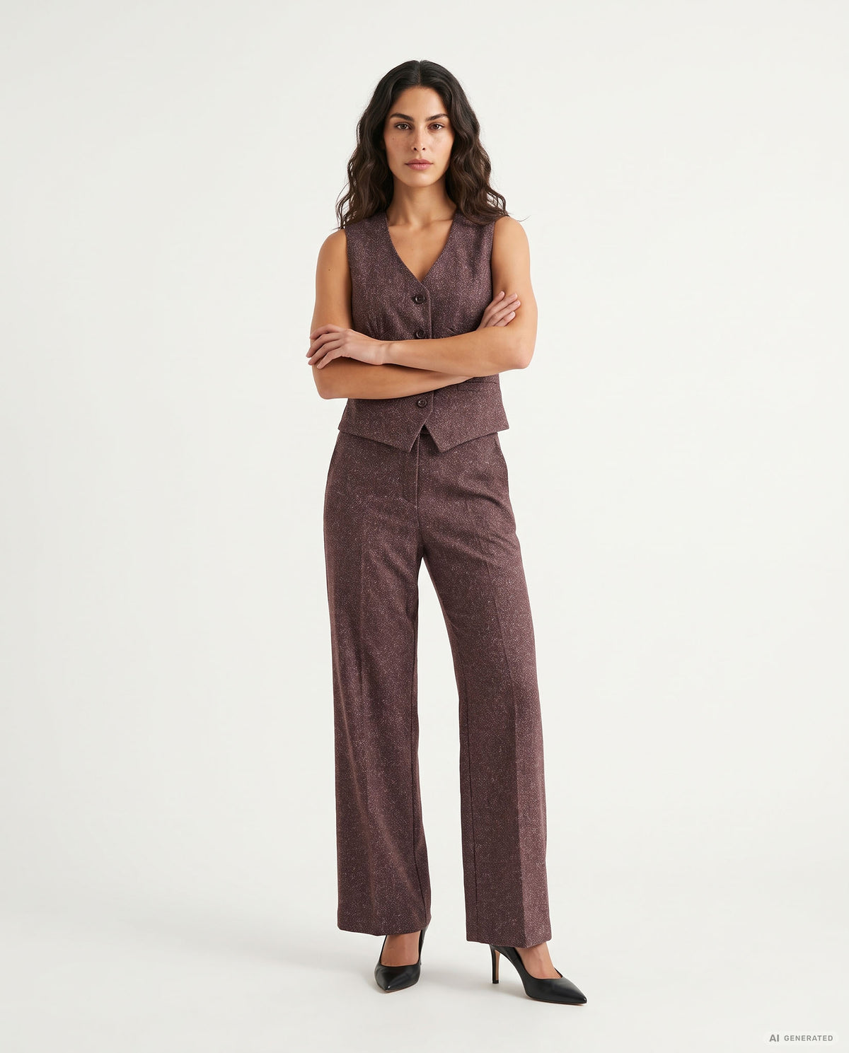 PANTALONE TAORMINA MELANGE - BORDEAUX