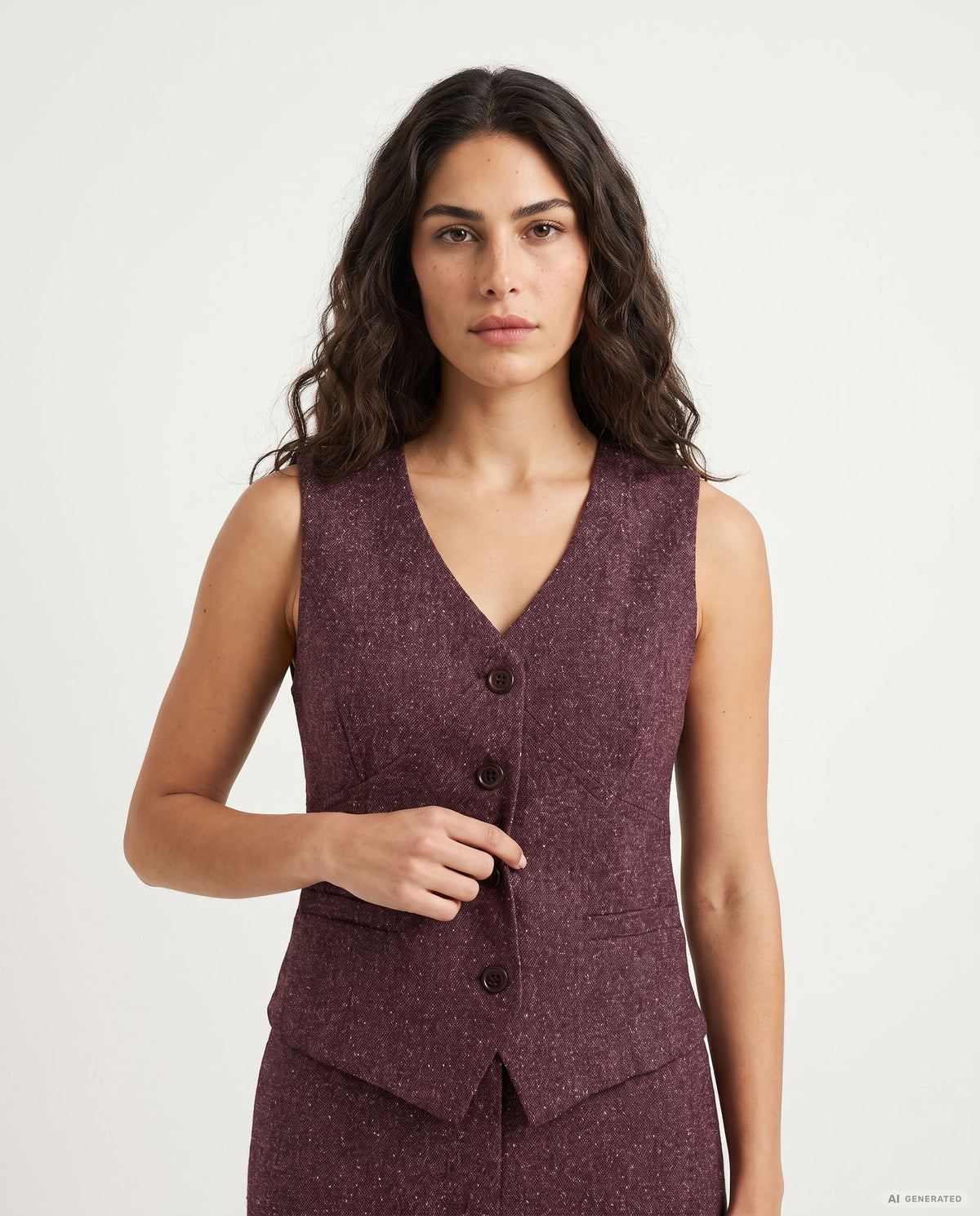 GILET TAORMINA MELANGE - BORDEAUX
