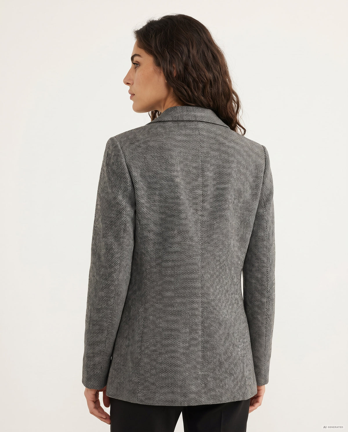 GIACCA NEOPRENE FANTASIA PIED DE POULE - GRIGIO