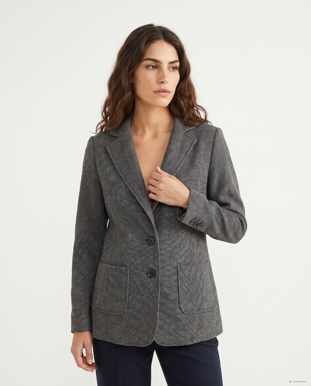 GIACCA NEOPRENE FANTASIA PIED DE POULE - GRIGIO