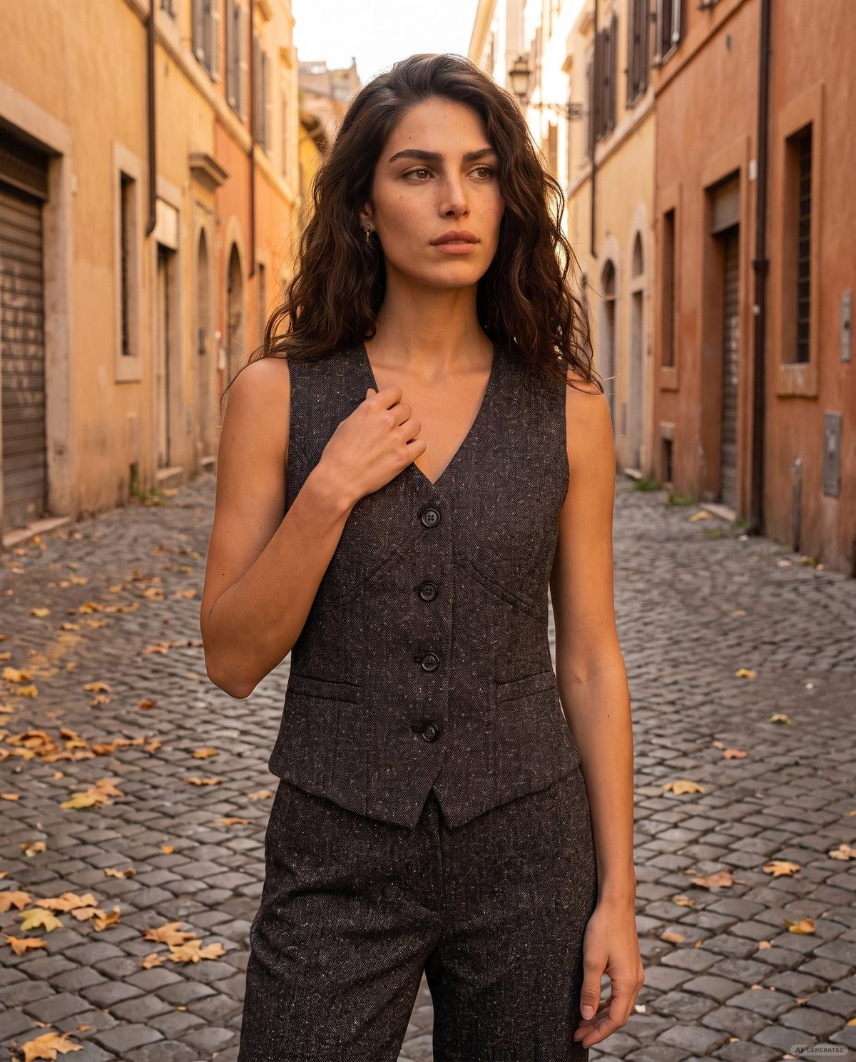 GILET TAORMINA MELANGE - NERO