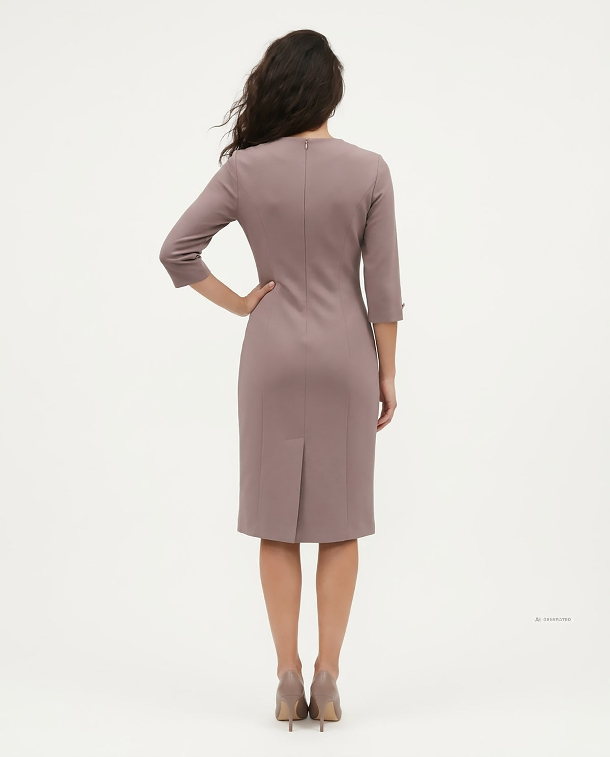 ABITO CON DETTAGLIO ECOPELLE - BEIGE