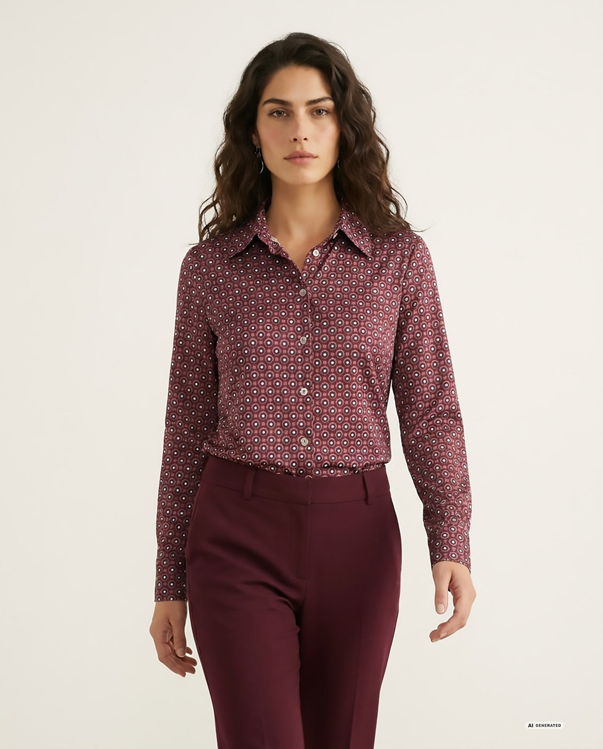 CAMICIA FANTASIA GEOMETRICA - BORDEAUX