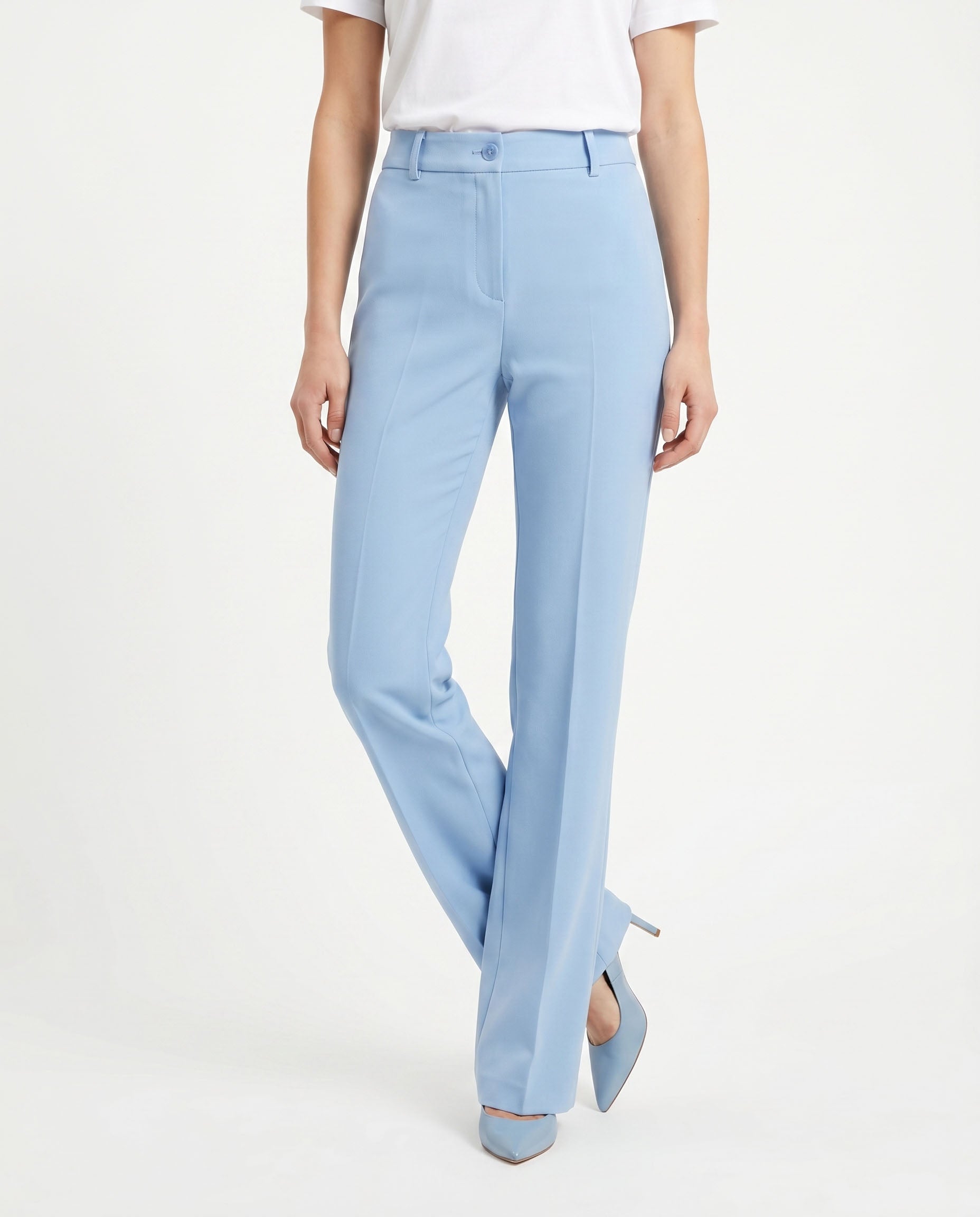pantalone tecnico a zampetta - celeste