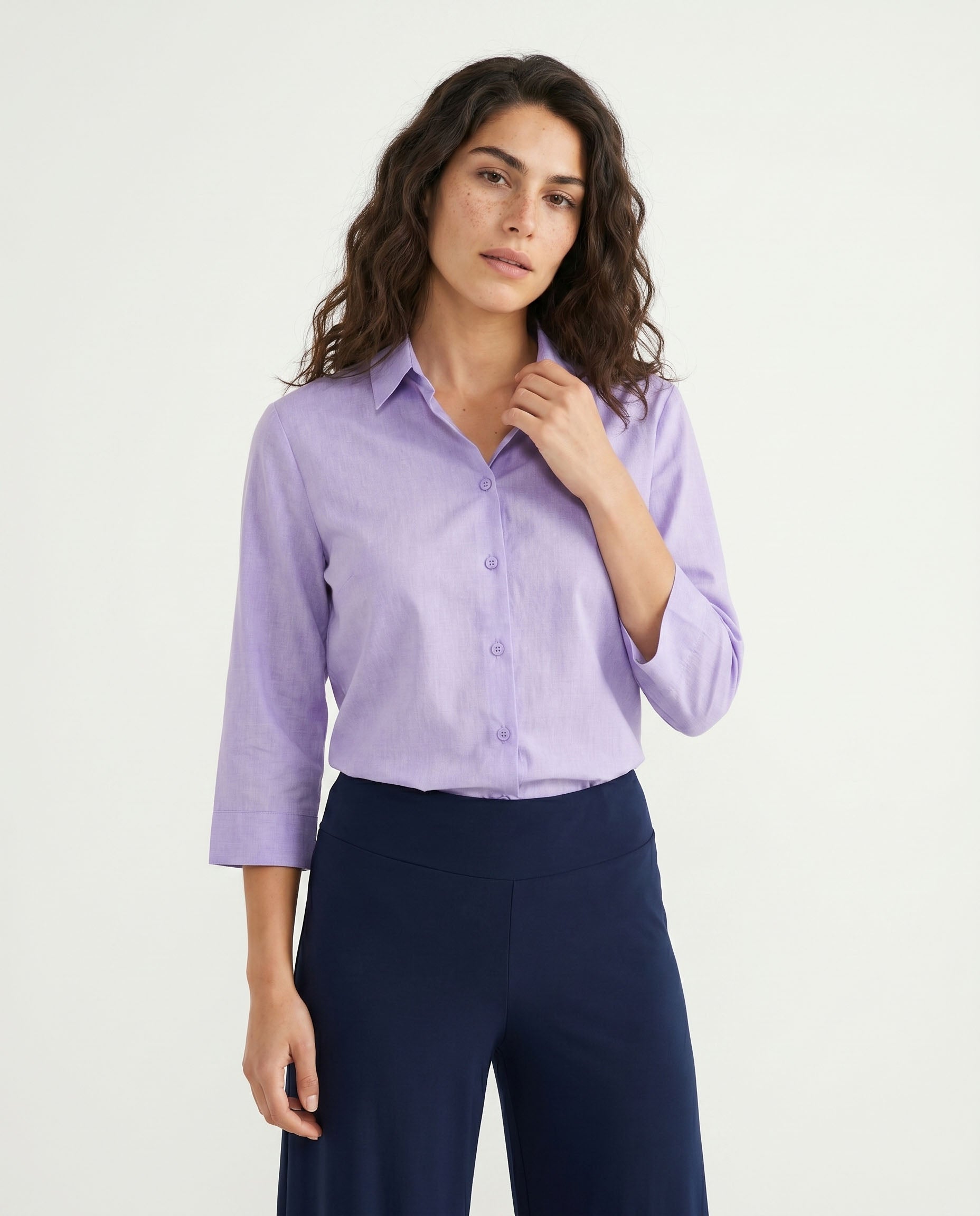 camicia tinta unita - lilla