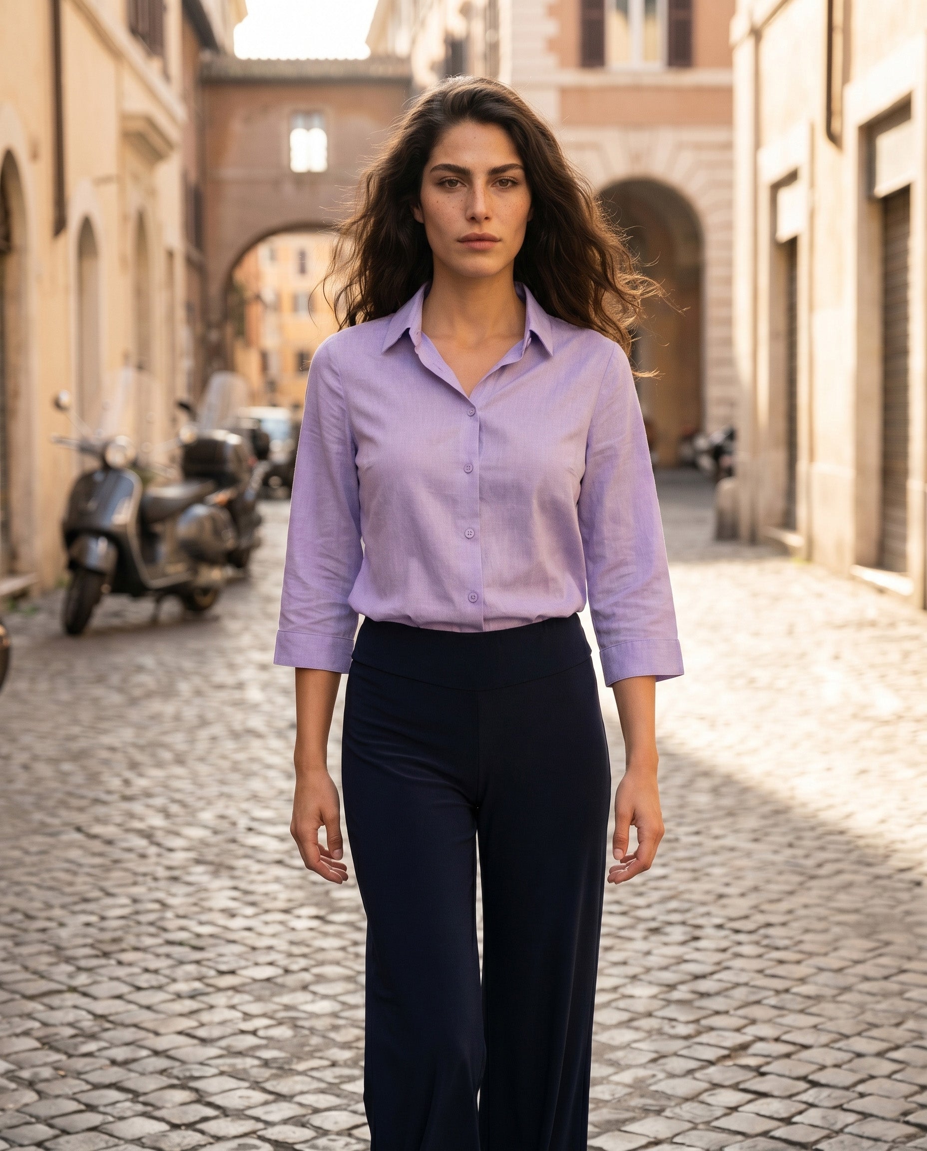 camicia tinta unita - lilla