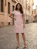 abito mezza manica con cinturini - rosa