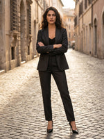 PANTALONE SPACCHETTO LINO - NERO