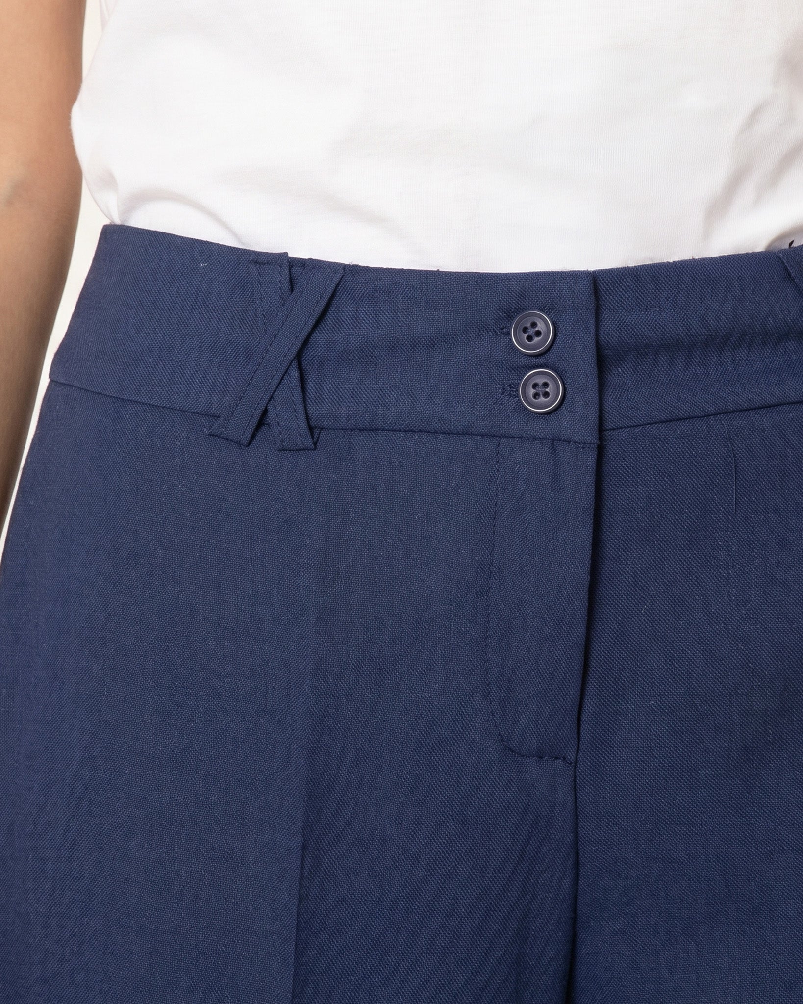 PANTALONE SPACCHETTO LINO - BLU